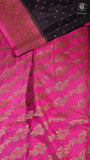 Navy Blue & Pink Pure Crepe Chiffon Banarasi Silk Saree