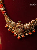 Aalaya Antique Gold Elephant Heritage Necklace