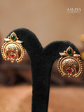 Aalaya Antique Gold Nakshi Crescent Necklace Set