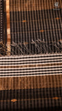 White and Black Checkered Handloom Pure Maheshwari Silk Saree