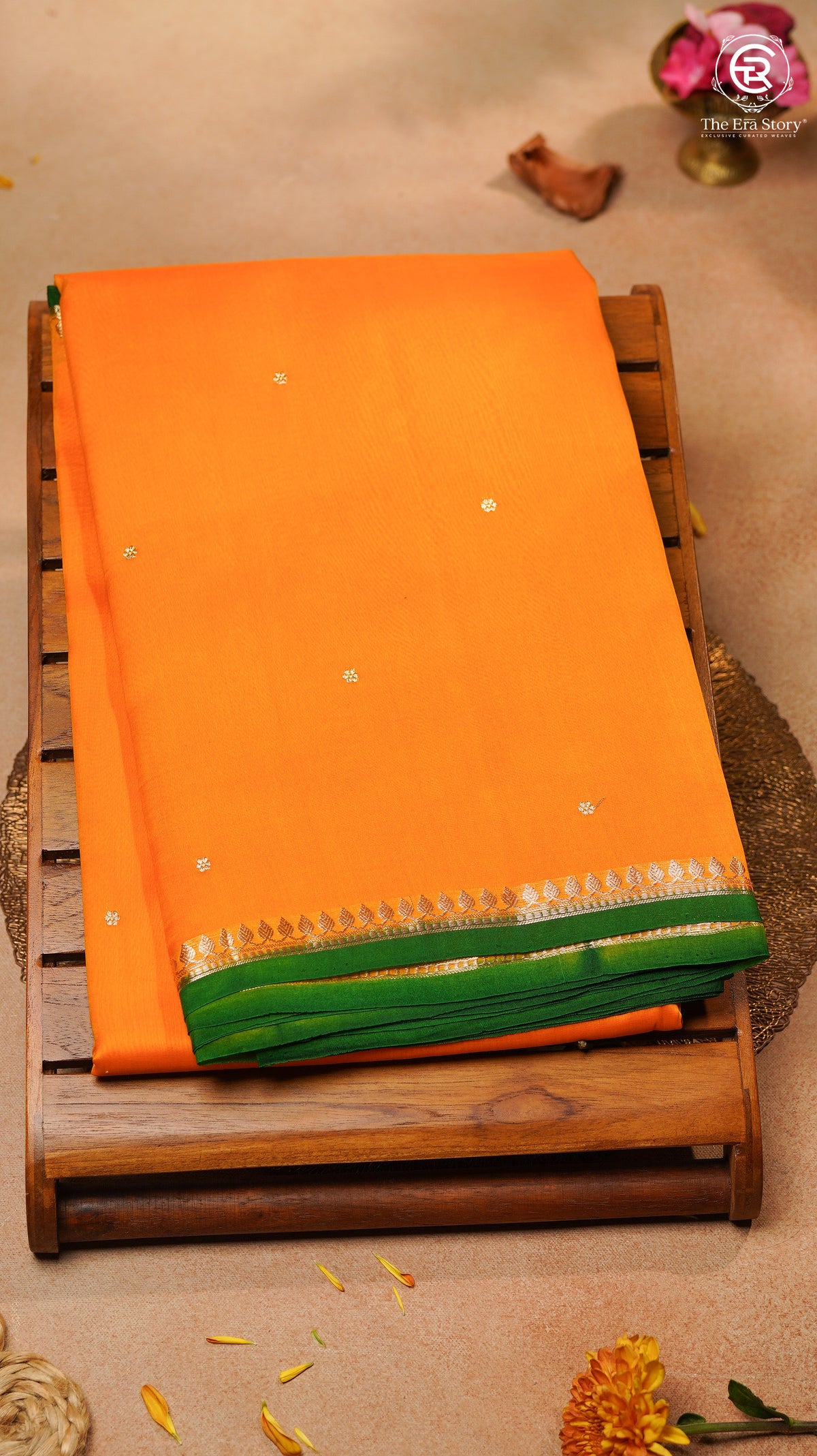 Yellow & Green Pure Kora Organza Banarasi Silk Saree