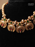 Aalaya Antique Gold Nakshi Crescent Necklace Set