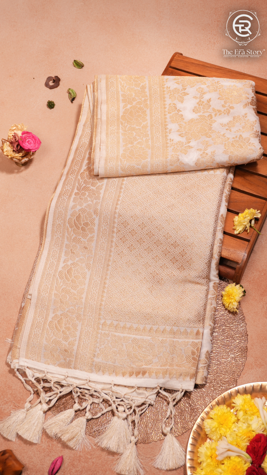 White Khadi Georgette Banarasi Saree
