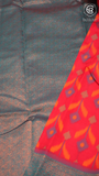 Ruby Pink and Blue Floral Banarasi Silk Saree