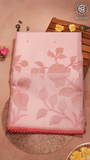 Pink Pure Organza with Applique Work Banarasi Silk Saree