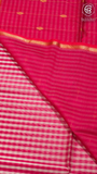 White and Pink Check Handloom Pure Maheshwari Silk Saree