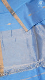 Baby Blue Line Diamond Butta Zari Handloom Pure Maheshwari Silk Saree