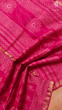 Ruby Pink Palm Tree Pattern Handblocked Pure Maheshwari Cotton Sarees
