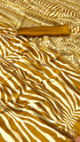 Mustard Yellow & Beige Zebra Pattern Satin Modal Silk Saree