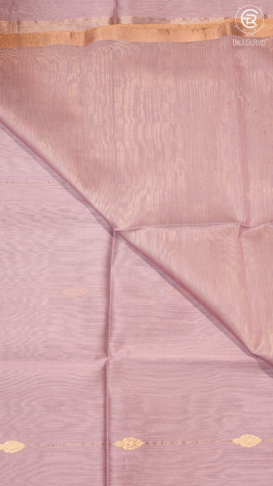 Lavender Line Diamond Butta Zari Handloom Pure Maheshwari Silk Saree