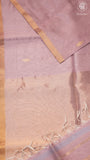 Lavender Line Diamond Butta Zari Handloom Pure Maheshwari Silk Saree