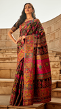 Black Full Floral Pure Kashmiri Festive Weave Cotton Saree
