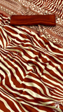Maroon Yellow & Beige Zebra Pattern Satin Modal Silk Saree
