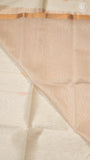 White Line Diamond Butta Zari Handloom Pure Maheshwari Silk Saree