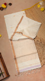White Line Diamond Butta Zari Handloom Pure Maheshwari Silk Saree