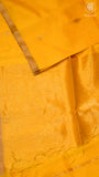 Sunflower Yellow Line Diamond Butta Zari Handloom Pure Maheshwari Silk Saree