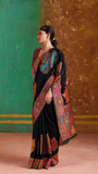 Black Maple Leaf Pure Kashmiri Festive Weave Cotton Saree