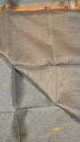 Elephant Grey Line Diamond Butta Zari Handloom Pure Maheshwari Silk Saree