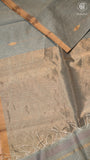 Elephant Grey Line Diamond Butta Zari Handloom Pure Maheshwari Silk Saree