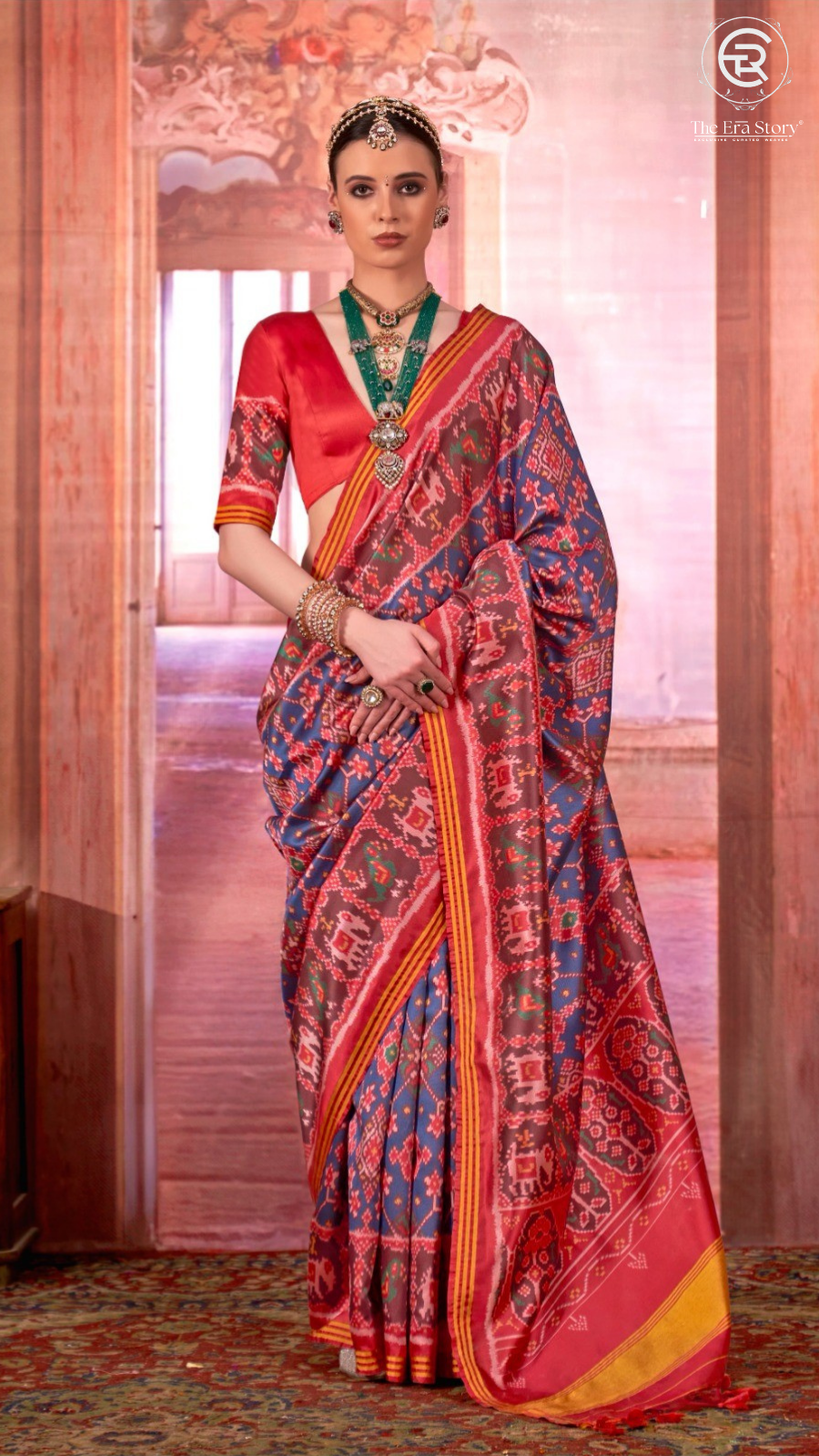 Blue & Red Traditional Patola Saree