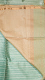 Teal & Beige Handloom Pure Maheshwari Silk Saree