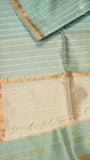 Teal & Beige Handloom Pure Maheshwari Silk Saree