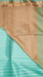 Turquoise & Beige Handloom Pure Maheshwari Silk Saree