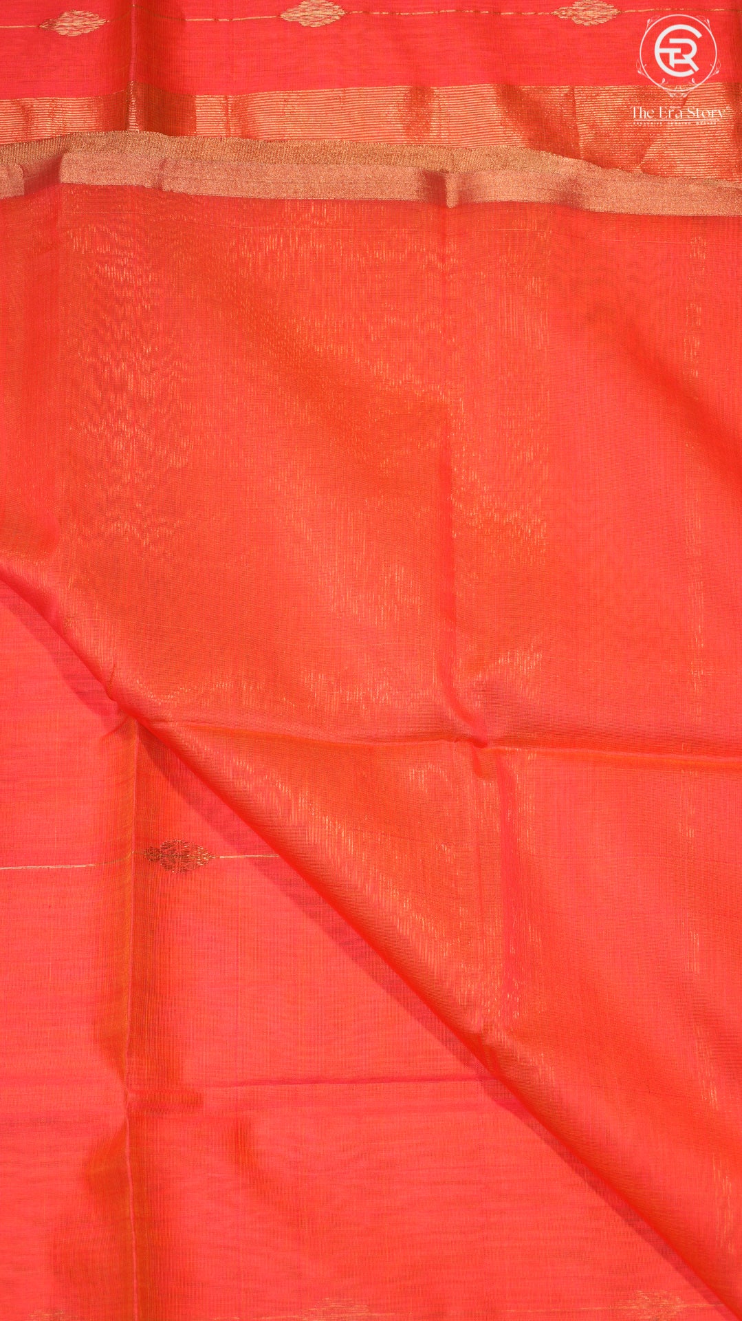Peach Pink Line Diamond Butta Zari Handloom Pure Maheshwari Silk Saree