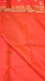 Peach Pink Line Diamond Butta Zari Handloom Pure Maheshwari Silk Saree