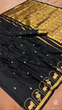 Black Pichawai Gold Silver Kanchi Soft Silk Saree