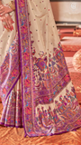 Purple Beige Festive Crepe Banarasi Silk Saree