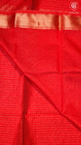Crimson Red & Gold Checked Zari Handloom Pure Maheshwari Silk Saree