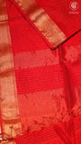 Crimson Red & Gold Checked Zari Handloom Pure Maheshwari Silk Saree