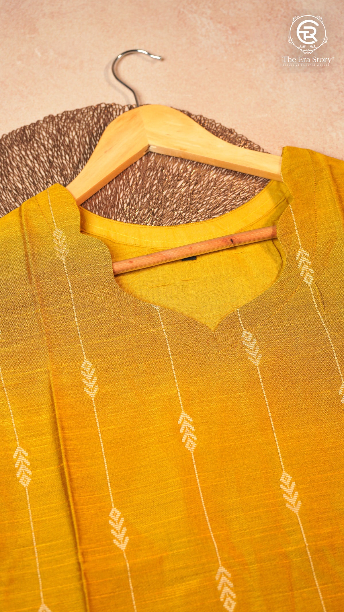 Yellow & Gold Raw Silk Ready-to-Wear Kurti