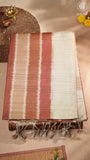 Brown and Beige Kantha Matka Tussar Silk Saree