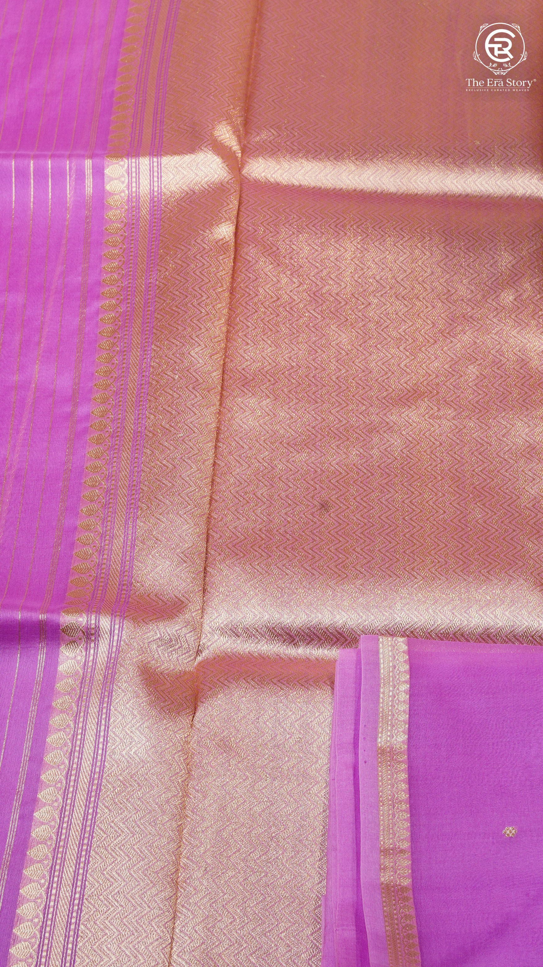 Purple & Gold Pure Kora Organza Banarasi Silk Saree