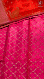 Crimson Red & Baby Pink Pure Crepe Chiffon Banarasi Silk Saree