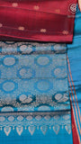Maroon and Blue Handloom Pure Kanchipuram Silk Saree (Silk Mark Certified)