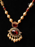 Aalaya Ruby Pearl Pendant Necklace Set