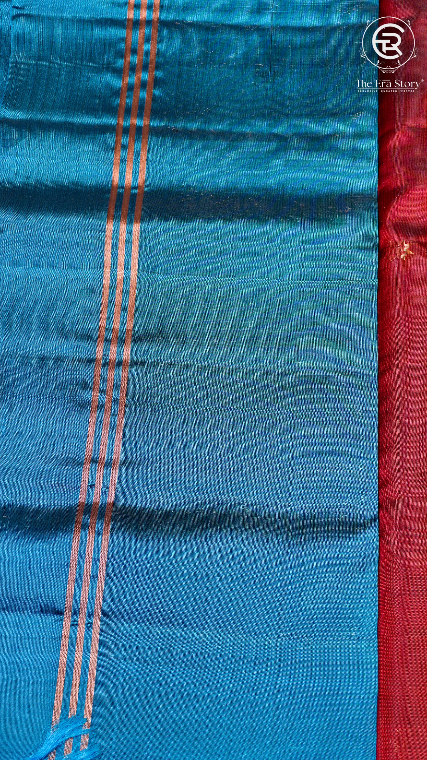 Maroon and Blue Handloom Pure Kanchipuram Silk Saree (Silk Mark Certified)