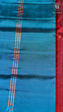 Maroon and Blue Handloom Pure Kanchipuram Silk Saree (Silk Mark Certified)