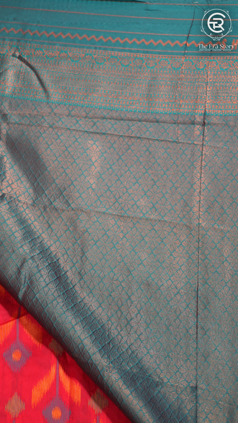 Ruby Pink and Blue Floral Banarasi Silk Saree