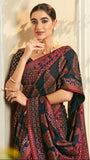 Black and Maroon Contemporary Banarasi Crepe Silk Saree