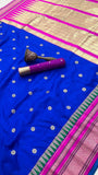 Blue and Pink Temple border Kanchi Soft Silk Sarees
