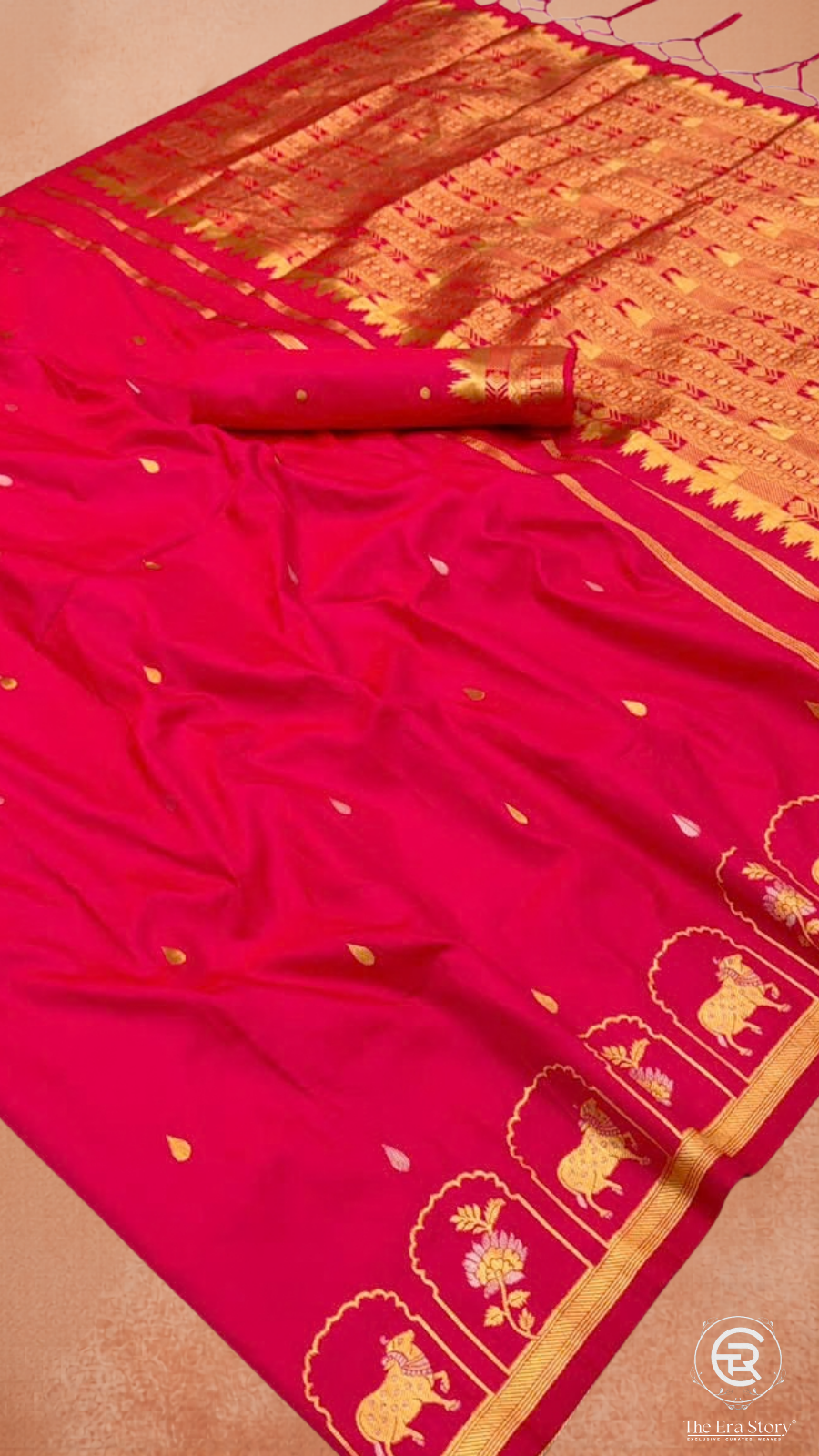 Pink Pichawai Gold Silver Kanchi Soft Silk Saree