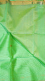 Pista Green Line Diamond Butta Zari Handloom Pure Maheshwari Silk Saree