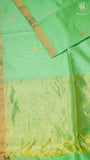 Pista Green Line Diamond Butta Zari Handloom Pure Maheshwari Silk Saree