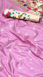 Pink and Gold Single Muniya Lotus Paithani Soft Silk Sarees