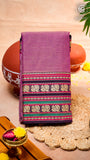 Lavender & Black Peacock Double Layered Handloom Narayanpet Cotton Saree