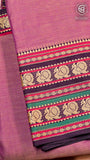 Lavender & Black Peacock Double Layered Handloom Narayanpet Cotton Saree